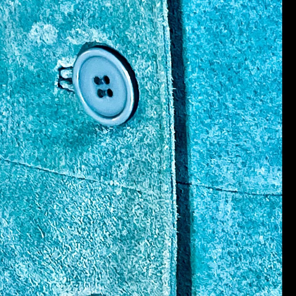⭐️HP⭐️RED VALENTINO▪️Light Aqua Blue Seamed Retro Suede Leather Jacket - Picture 6 of 9